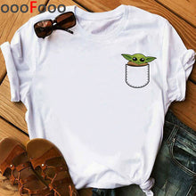 Load image into Gallery viewer, The Mandalorian Harajuku Funny Cartoon T Shirt Women Ullzang Baby Bebe Yoda T-shirt Grunge 90s Tshirt Hip Hop Top Tees Female