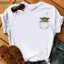 Load image into Gallery viewer, The Mandalorian Harajuku Funny Cartoon T Shirt Women Ullzang Baby Bebe Yoda T-shirt Grunge 90s Tshirt Hip Hop Top Tees Female