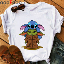 Load image into Gallery viewer, The Mandalorian Harajuku Funny Cartoon T Shirt Women Ullzang Baby Bebe Yoda T-shirt Grunge 90s Tshirt Hip Hop Top Tees Female