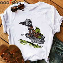 Load image into Gallery viewer, The Mandalorian Harajuku Funny Cartoon T Shirt Women Ullzang Baby Bebe Yoda T-shirt Grunge 90s Tshirt Hip Hop Top Tees Female