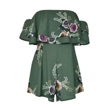 Load image into Gallery viewer, Danjeaner Off Shoulder Boho Style Floral Print Playsuit Women Sleeveless Rompers Elegant Sexy Beach Holiday Jumpsuits Overalls
