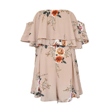 Load image into Gallery viewer, Danjeaner Off Shoulder Boho Style Floral Print Playsuit Women Sleeveless Rompers Elegant Sexy Beach Holiday Jumpsuits Overalls