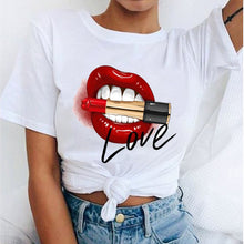 Load image into Gallery viewer, camiseta tee shirts female T-shirt koszulki damskie Harajuku Tshirt Lip Lipstick Tops Tee Women's Summer T Shirt Shirt Feminina