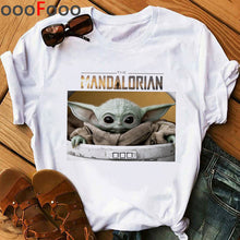 Load image into Gallery viewer, The Mandalorian Harajuku Funny Cartoon T Shirt Women Ullzang Baby Bebe Yoda T-shirt Grunge 90s Tshirt Hip Hop Top Tees Female
