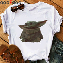 Load image into Gallery viewer, The Mandalorian Harajuku Funny Cartoon T Shirt Women Ullzang Baby Bebe Yoda T-shirt Grunge 90s Tshirt Hip Hop Top Tees Female
