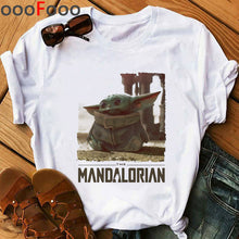Load image into Gallery viewer, The Mandalorian Harajuku Funny Cartoon T Shirt Women Ullzang Baby Bebe Yoda T-shirt Grunge 90s Tshirt Hip Hop Top Tees Female
