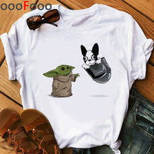Load image into Gallery viewer, The Mandalorian Harajuku Funny Cartoon T Shirt Women Ullzang Baby Bebe Yoda T-shirt Grunge 90s Tshirt Hip Hop Top Tees Female
