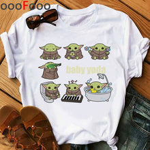 Load image into Gallery viewer, The Mandalorian Harajuku Funny Cartoon T Shirt Women Ullzang Baby Bebe Yoda T-shirt Grunge 90s Tshirt Hip Hop Top Tees Female

