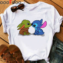Load image into Gallery viewer, The Mandalorian Harajuku Funny Cartoon T Shirt Women Ullzang Baby Bebe Yoda T-shirt Grunge 90s Tshirt Hip Hop Top Tees Female
