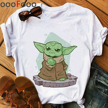 Load image into Gallery viewer, The Mandalorian Harajuku Funny Cartoon T Shirt Women Ullzang Baby Bebe Yoda T-shirt Grunge 90s Tshirt Hip Hop Top Tees Female

