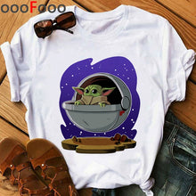 Load image into Gallery viewer, The Mandalorian Harajuku Funny Cartoon T Shirt Women Ullzang Baby Bebe Yoda T-shirt Grunge 90s Tshirt Hip Hop Top Tees Female
