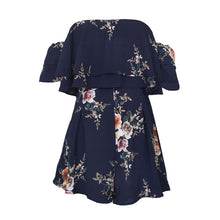 Load image into Gallery viewer, Danjeaner Off Shoulder Boho Style Floral Print Playsuit Women Sleeveless Rompers Elegant Sexy Beach Holiday Jumpsuits Overalls
