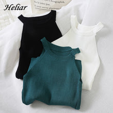 Load image into Gallery viewer, HELIAR Tops Women Crop Top Knitted Off Shoulder Club Sexy Tank Tops Female Solid O-Neck Crop Top 2020 Summer Tops For Women

