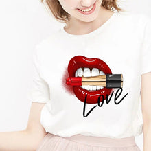 Load image into Gallery viewer, camiseta tee shirts female T-shirt koszulki damskie Harajuku Tshirt Lip Lipstick Tops Tee Women's Summer T Shirt Shirt Feminina
