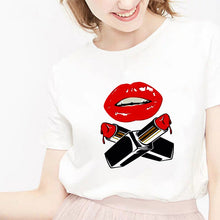 Load image into Gallery viewer, camiseta tee shirts female T-shirt koszulki damskie Harajuku Tshirt Lip Lipstick Tops Tee Women's Summer T Shirt Shirt Feminina
