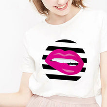 Load image into Gallery viewer, camiseta tee shirts female T-shirt koszulki damskie Harajuku Tshirt Lip Lipstick Tops Tee Women's Summer T Shirt Shirt Feminina
