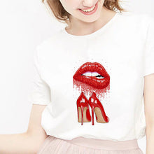 Load image into Gallery viewer, camiseta tee shirts female T-shirt koszulki damskie Harajuku Tshirt Lip Lipstick Tops Tee Women's Summer T Shirt Shirt Feminina
