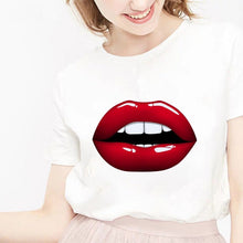 Load image into Gallery viewer, camiseta tee shirts female T-shirt koszulki damskie Harajuku Tshirt Lip Lipstick Tops Tee Women's Summer T Shirt Shirt Feminina
