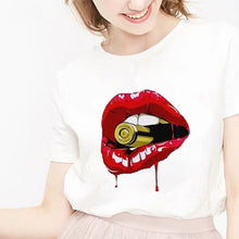 Load image into Gallery viewer, camiseta tee shirts female T-shirt koszulki damskie Harajuku Tshirt Lip Lipstick Tops Tee Women's Summer T Shirt Shirt Feminina
