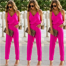 Load image into Gallery viewer, Summer Women 2020 New Arrival Fashion Solid Color Tunic V-neck Romper Jumpsuit Sexy Sling jumpsuit With Pockets jumpsuit Mujer
